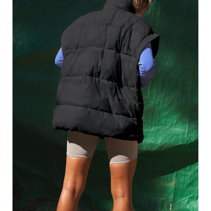 Жіноча пухова жилетка Ainangua з коміром-стійкою, на блискавці, без рукавів, тепла, чорна (XXL)
