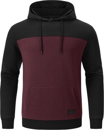 Чоловічий худі YuKaiChen з нашивками, джгут, капюшон, колірний блок, світшот з кишенями, хакі-білий-армійський колір (M, чорний-вишневий)