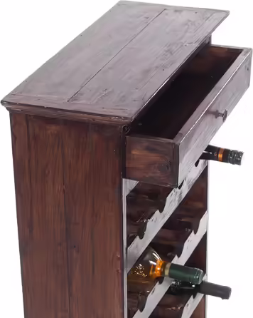 Rustic Wine Rack Cortez 85 | 85x55cm (H x W) Solid Wood | Bottle Shelf, Wine Bottle Shelf made of Wood, Beverage Shelf with Drawer | Color: 03 Dark Brown