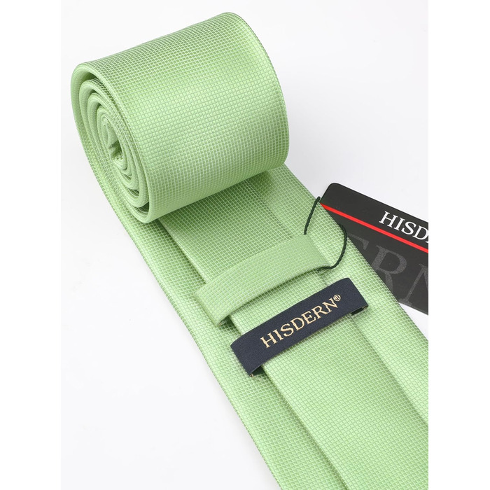 Комплект краватка, хустинка та запонки Hisdern для весілля, однотонний, зелений (Salbei Grün-3)
