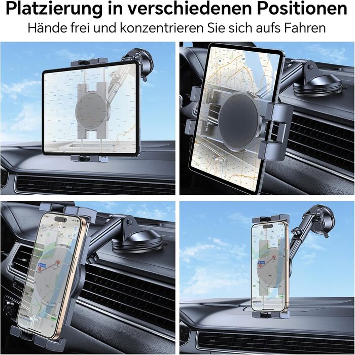 Тримач для планшета Coolpow в авто, універсальний, 360° обертання, для iPad/Samsung Tab/Switch, чорний