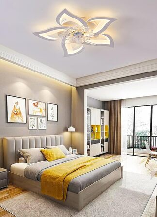 Тихий стельовий вентилятор з підсвічуванням Leise, LED, диммування, 5 ламп, 69 см, білий