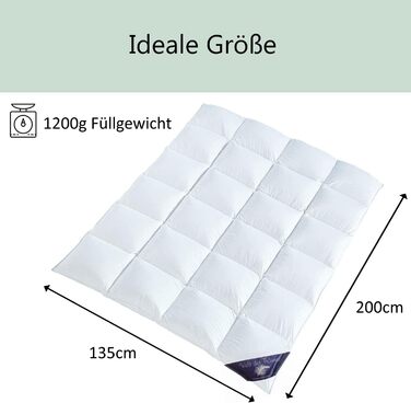 World of Dreams Down Comforter | 135x200 cm, 1200 g | FREE Down Pillow 80x80, 900 g | 100% Cotton | Down Comforter 135x200 | Live-plucking free | All-season comforter