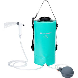 WILD HEAT Camping Shower 12L Portable Shower for Camping with Foot Pump and Shower Bag Backpack for Camping (12L, Turquoise)