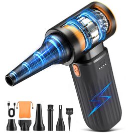 Електричний пилосос для повітря, 3 швидкості, 200000 обертів/хв, акумулятор 8000 mAh, тихий, для чищення ПК, клавіатур, авто та зовнішнього використання (чорний)