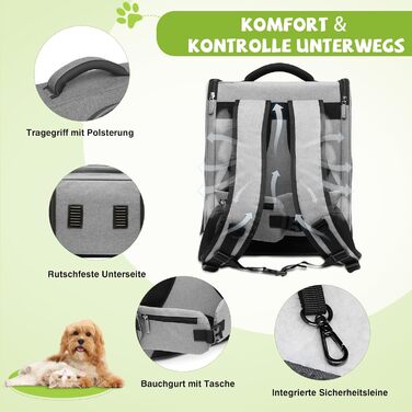 Рюкзак для собак і котів ALLSOPETS: дихаючий, складаний, з фіксатором, для подорожей та прогулянок (світло-сірий)