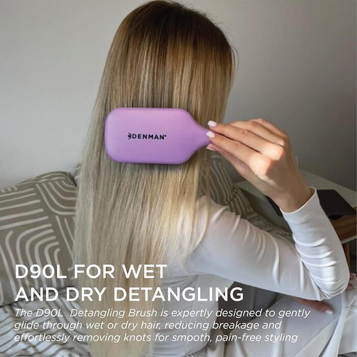 Щітка для волосся Denman D90L Tangle Tamer Ultra: розплутування та догляд за довгим волоссям, нейлонові щетинки, фіолетовий колір
