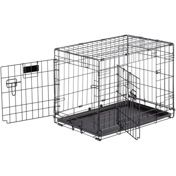 Клітка для собак Ferplast DOG-INN 60 - розкладний вольєр, переноска для цуценят та собак, з перегородкою, 2 дверцятами з замком, 64 x 45 x 49 см, чорний. Розміри перегородки: 22 x 15 x 40 см