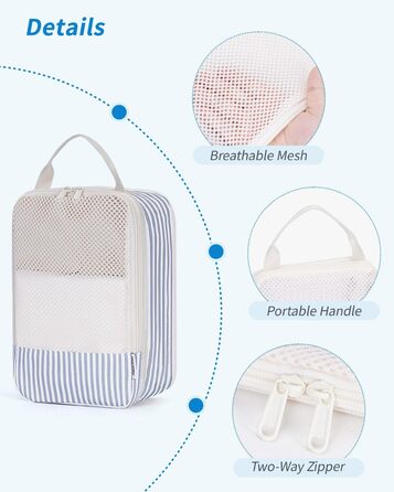 Набір органайзерів для валізи Narwey (6 шт.) - Кубики для пакування, компресійні мішки, органайзери для подорожей (Смугастий)