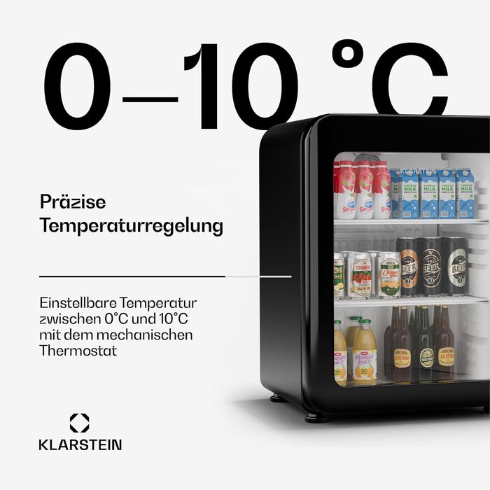 Klarstein Audrey Evo: Холодильник для напоїв 68 л, ретро-дизайн, LED-підсвічування, чорний
