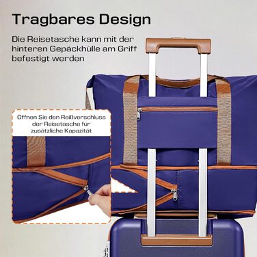 Набір валіз Joyway 5шт з ABS пластику, розширюваний, з TSA-замком, 4 колеса, 1 сумка, 1 органайзер, темно-синій