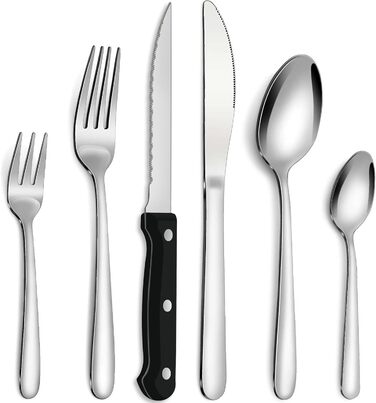 Bestdin Cutlery Set with Steak Knives, 72-Piece Cutlery Set for 12 People, Stainless Steel Cutlery Set with Knife, Fork, Spoon, High-Quality Cutlery for Home/Party/Restaurant, High-Gloss Polished & Dishwasher Safe