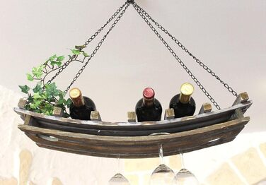 DanDiBo Wine Rack 5089 Ceiling Shelf made of Wood 65 cm Hanging Shelf Bottle Holder Bottle Shelf with Glass Holder Blanket
