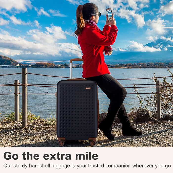 Чохол-валіза KONO з ABS-пластику, 75 x 48 x 29 см, з TSA-замком, білий (синій, 4 шт.)