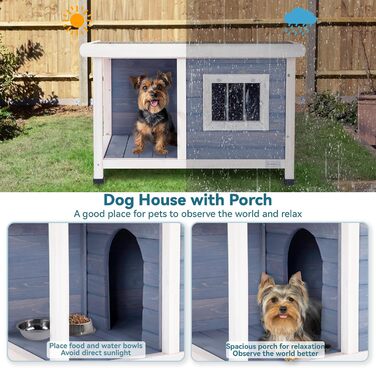 Будинок для собак Petsfit з балконом та терасою, вулиця, 85x62x52 см, сірий