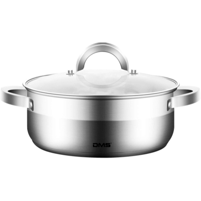 DMS 11-Piece Cookware Set made of high-quality stainless steel | Induction | Coated Cookware Set | Cookware | High-Quality Kitchen Set | Easy to Clean | Saucepan with Handle | Glass Lid TSE2011C