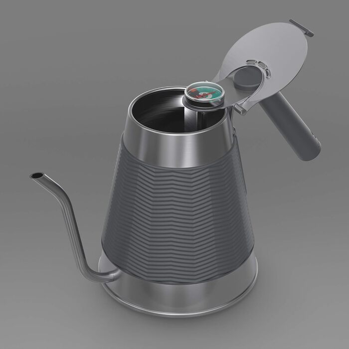 Coffee Gator True Brew Pour Over Coffee Kettle – Professional Pouring Kettle with Precise Swan Neck Spout, Integrated Thermometer, and Quick Fill Lid – Suitable for All Stove Tops – 1.6l