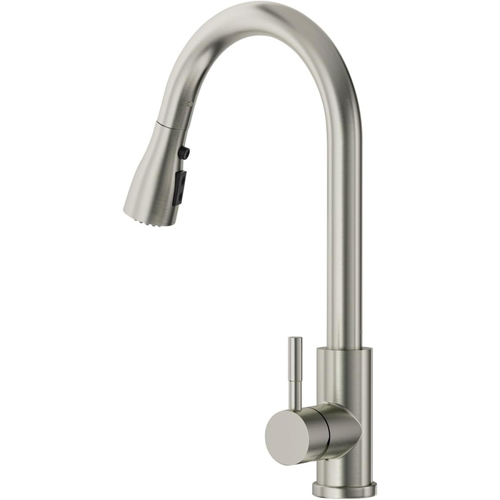 Чорний кухонний змішувач SEMANEY з витяжною лійкою, 3 функції, поворотний на 360°, з нержавіючої сталі (щіткова обробка)