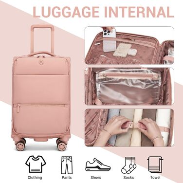 Чемодан Miss Lulu ручної об'єм, 59.5 x 36.5 x 25 см, зелений, з відділенням для мокрого/сухого, 32 л