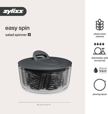 Салатозбирач Zyliss Easy Spin 6L з мотузковим приводом, сірий, BPA-free