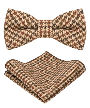 Метелик чоловічий JEMYGINS вовняний однотонний, з нагрудною хустинкою, для осені-зими, коричневий