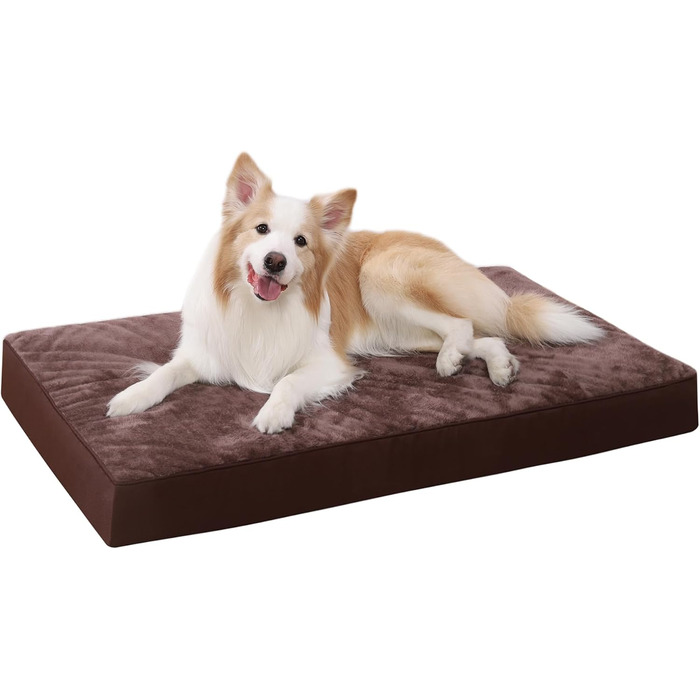 KSIIA Orthopedic Dog Bed for Large Dogs, XL Washable Dog Cushion Fluffy Dog Mat Dog Mattress with Removable Cover in 105x70x8cm (L 120 x W 75 x H 9 cm, Praline)
