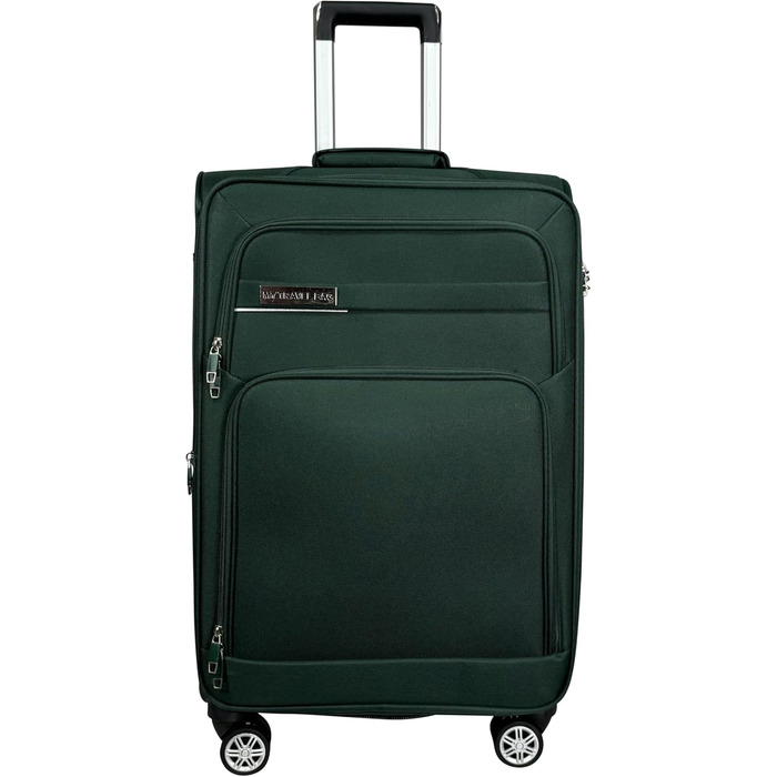 Чемодан-валіза на колесах, тканинний, розширюваний, з подвійними колесами (M/L/XL/XXL або набір 4 шт.), м'яке багаж (фіолетовий, ручна поклажа (55 см)), (ручна поклажа (55 см), смарагдовий)
