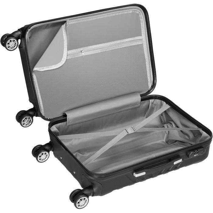 Набір валіз Zelsius 3 шт., чорний | ABS, з кодовим замком, подвійними колесами та внутрішнім роздільником | Ручна валіза, набір валіз, ролер, велика валіза, багаж