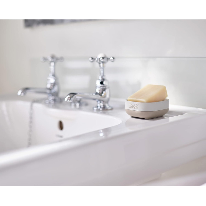 Мильниця Joseph Joseph Bathroom Slim – компактна з неслизькою основою, білий/сірий колір