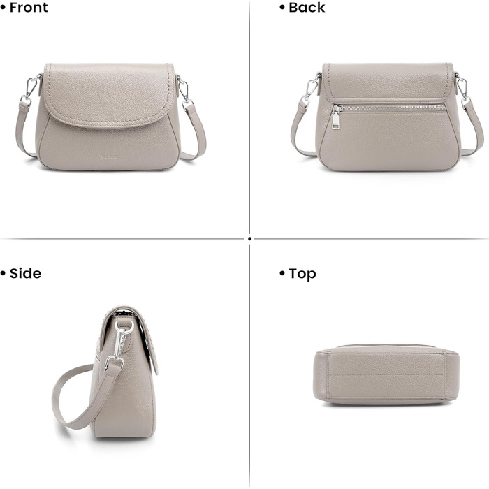 Сумка жіноча через плече Befen зі шкіри, середнього розміру, RFID захист, сіра