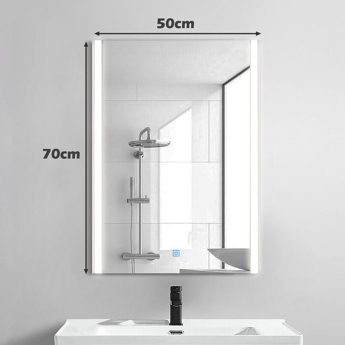 Дзеркало для ванної кімнати CLIPOP з підсвічуванням LED, сенсорне управління, IP44, 3 кольори світла, 40x50 см