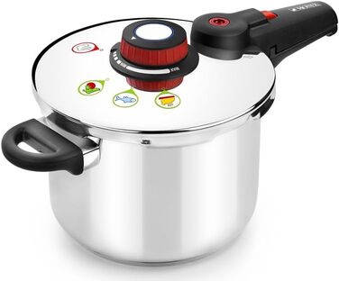 Швидкоготуючий скоровар Monix Selecta 9 л з системою вибору продуктів і автоматичним замком, нержавіюча сталь 18/12, сірий, 24 см