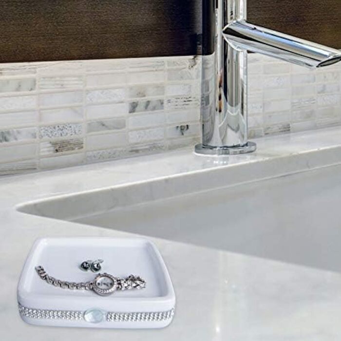 Набір аксесуарів для ванної кімнати CAA's з кераміки, 4 шт. (білий з цирконієм)