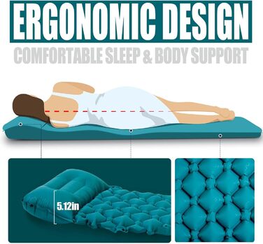 AKSOUL Килимок самонадувний туристичний для кемпінгу: Ultraleicht, компактний, легкий, портативний, для туризму, трекінгу, подорожей, відпочинку на природі