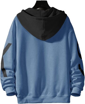 Чоловіча толстовка з капюшоном, світшот з довгим рукавом, базова модель, класичний чоловічий світшот, унісекс, повсякденний стиль, весна/літо/осінь/зима, білий (4XL, 1 блакитний)