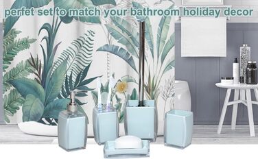 Bathroom Accessories, 5-Piece Set, Blue Resin/Acrylic, Complete Set, Lotion/Soap Dispenser, Soap Dish, Toothbrush Holder, Cup, Toilet Brush and Holder, Modern Bathroom Decor and Gift Set