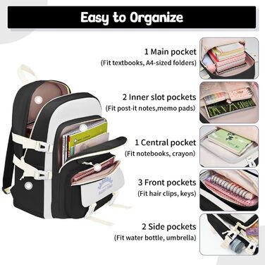 Дитячий рюкзак для школи Tanou, 20 л, для дівчаток 3-7 класів, легкий, водонепроникний, блакитний