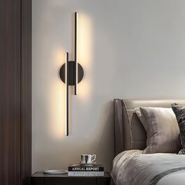 LED настінний світильник Mckalen 24W, 60см, тепле біле світло 3000K, чорний, для спальні, коридору, вітальні, сходи