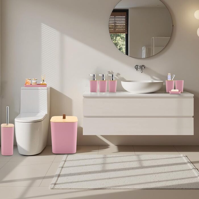 Набір для ванної кімнати XLHOMO: 27 предметів у фіолетовому кольорі (душовий завіс, килимки, аксесуари).