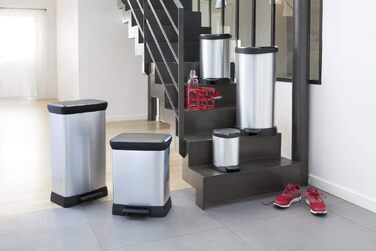 Сміттєвий кошик Curver Deco Bin Metallic's на 50 л з педаллю, пластиковий, сріблястий