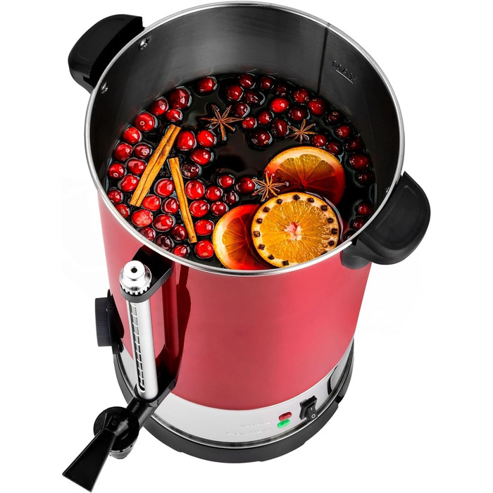 Kalorik TKG GW 910 IN Hot Beverage and Mulled Wine Dispenser, Stainless Steel, 6.8 Liters, 950, Metal, Plastic, 6.8 Liters, Metallic Red