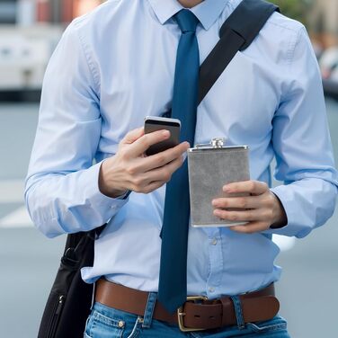 Фляга з гравіюванням, набір фляг з горнятком та воронкою, персоналізовані подарунки (8oz/237ml, коричнева) (8 oz, сіро-гольф)