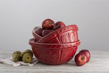 Mason Cash Steingut Mixing Bowl 26 cm, Red, 2.7 L, Dough Bowl for Bread Dough, Cake Dough or Pizza Dough, made of high-quality, chip-resistant stoneware, large dough bowl