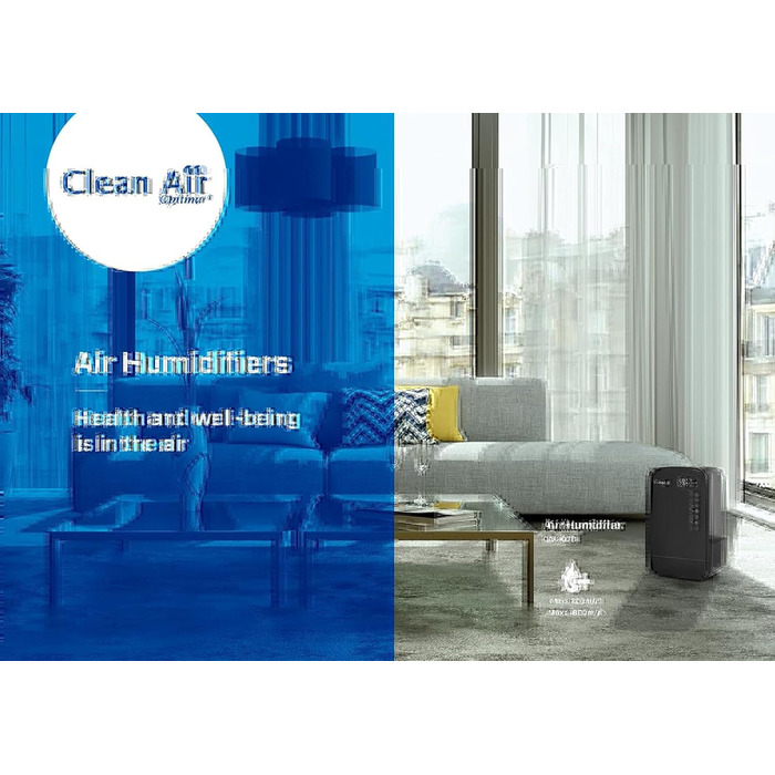 Зволожувач повітря з іонізатором та ароматерапією Clean Air Optima CA-607B Smart (Чорний) - продуктивність 480 мл/год, об'єм резервуару 5,5 л, для приміщень до 65 м²