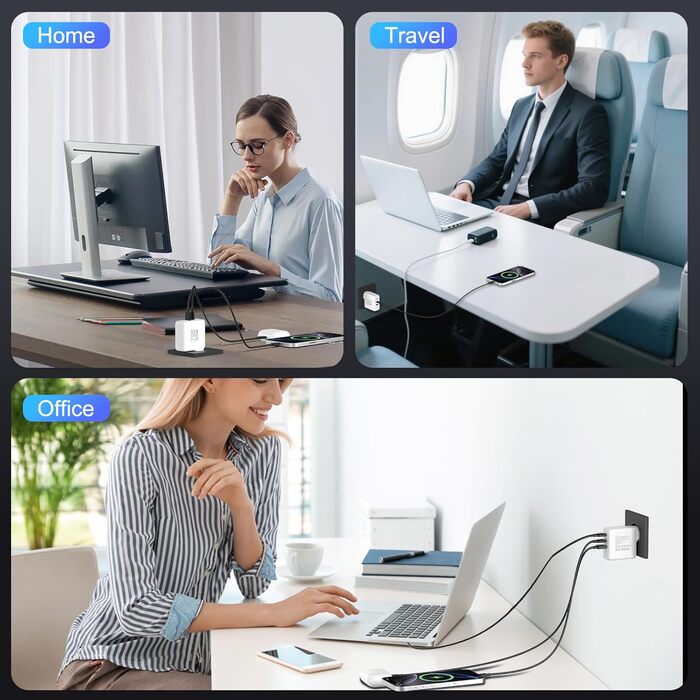 Зарядний пристрій USB 8 портів 100W з дисплеєм, швидка зарядка для iPhone 15/14/13/12/11 Pro Max, Samsung Galaxy S10/S9, Pixel 7/8 - білий