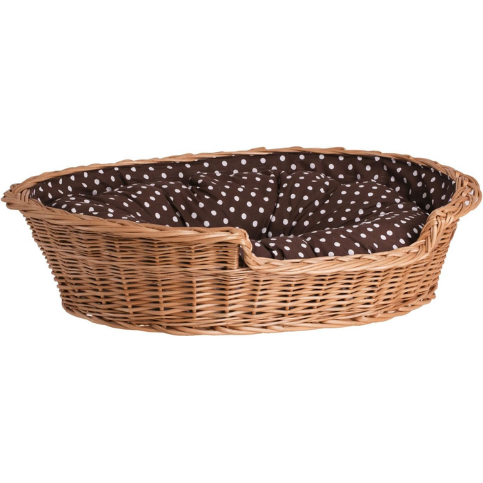 Wicker dog basket for dogs and cats. Dog bed, cat bed with cushion, pet basket, woven cat basket. 60x43 H19 cm (L 80 x W 60 x H 26 cm, Natural)