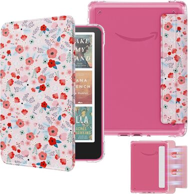 Чохол для Kindle Paperwhite 12 (2024) та Kindle Colorsoft (2024/2025) MoKo з магнітною застібкою, прозорий, захист від подряпин, авто-вкл/викл, колір: весняне рожевий