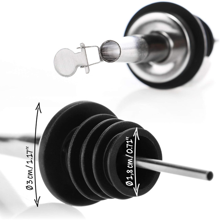 Виливники для пляшок Com-Four® 6 шт. з нержавіючої сталі – дозатор для алкоголю, олії, оцту – для бару, коктейлів, сумісний з усіма пляшками (сріблясті, з кришкою та без)