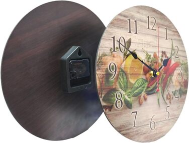 YOAI Wall Clock Kitchen Clock Antique Nostalgia Rustic Country Quartz Silent (No Ticking) Kitchen Clock 30CM / 12 inches (Spices with Chili)
