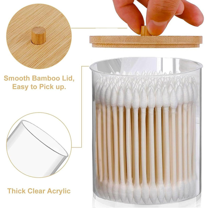 Організатор для косметики ALINK, 3 шт. Ватні палички, аптекарські склянки для ванної кімнати, бавовняні диски, нитки зубні, косметичні губки, шпильки для волосся (прозорий)